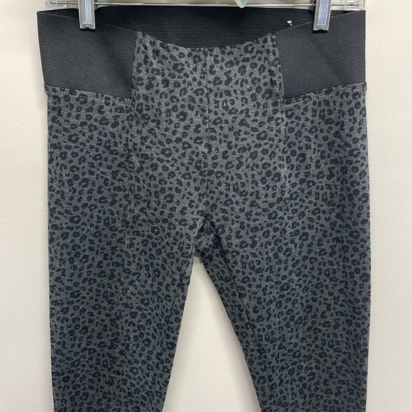 Loft Leopard Animal Print Ponte Mid Rise Leggings Wide Elastic Waistband S - Picture 2 of 13